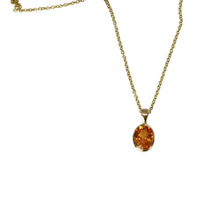 14k Gold Oval Spessartite Pendant Necklace