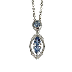 14k Gold Pear Shape Aquamarine & Diamond Pendant Necklace