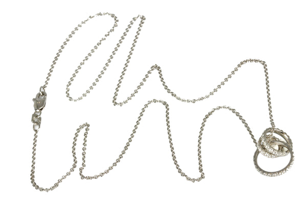 14k Gold Diamond Interlinked Circle Link Pendant Necklace