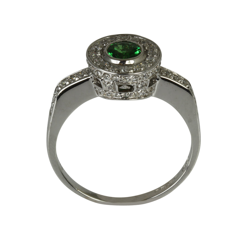 14k Gold Green Tourmaline & Diamond Ring