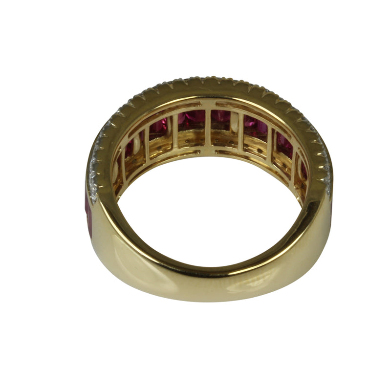 18k Gold Ruby & Diamond Half Eternity Ring