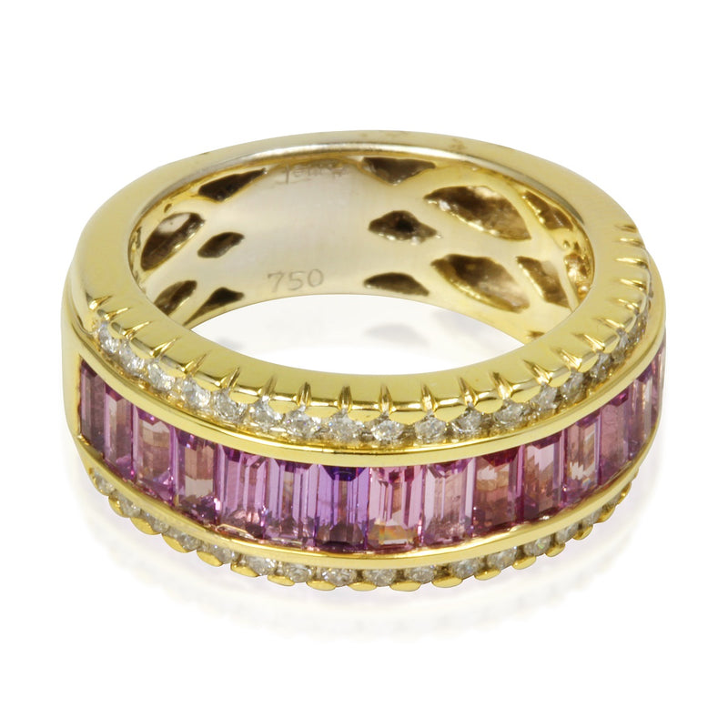 18k Gold Violet Sapphire & Diamond Half Eternity Ring