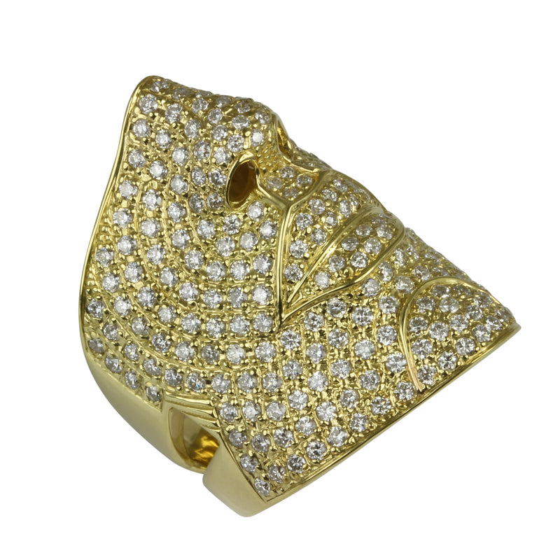 18k Yellow Gold Diamond Face Ring