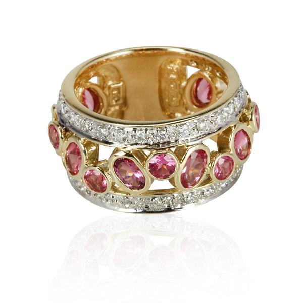 14k Yellow Gold Pink Spinel & Diamond Ring