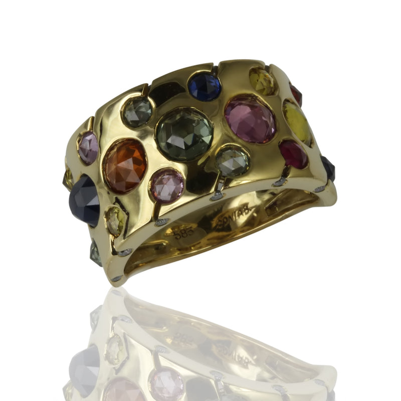 14k Gold Rose Cut Sapphire & Diamond Ring