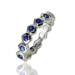 14k Gold Flex Blue Sapphire Stackable Ring