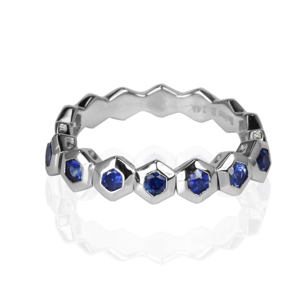 14k Gold Flex Blue Sapphire Stackable Ring