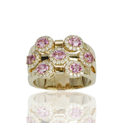 14k Gold Oval Pink Sapphire & Diamond Flex Ring