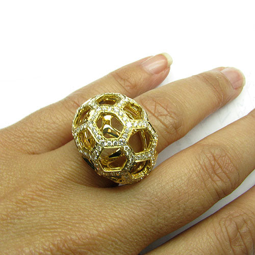 18k Gold Diamond Layered Dome Web Ring