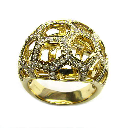 18k Gold Diamond Layered Dome Web Ring