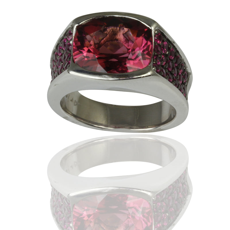 18k Gold Pink Tourmaline & Pink Sapphire Ring