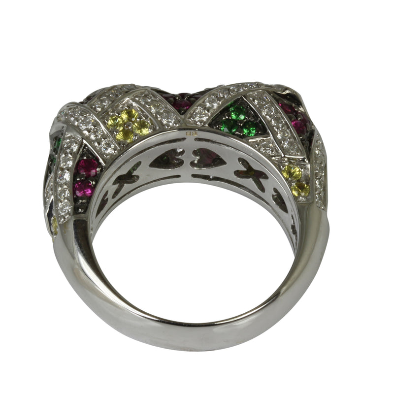 18k Gold Multicolor Sapphire & Tsavorite Ring