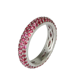 18k Gold Pink Sapphire Pave Stackable Eternity Ring