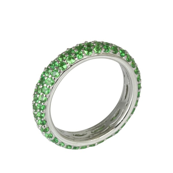 18k Gold Tsavorite Pave Stackable Eternity Ring