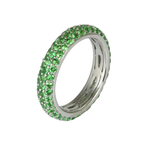 18k Gold Tsavorite Pave Stackable Eternity Ring