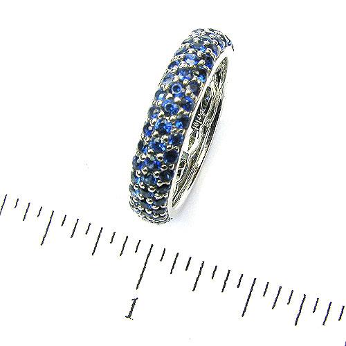 18k Gold Blue Sapphire Pave Stackable Eternity Ring
