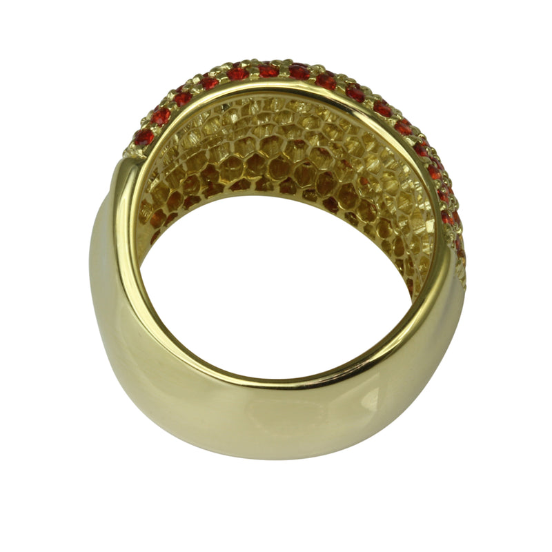 18k Gold Ombre Yellow & Orange Sapphire Wave Ring