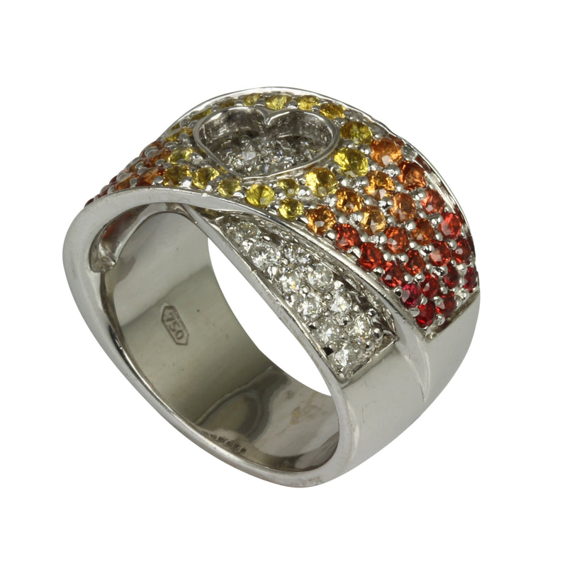 18k Gold Warm Sapphire & Diamond Heart Stamp Ring – Sonia B Designs