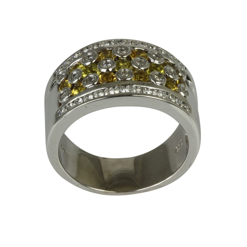 18k Gold Yellow Sapphire & Diamond Bezel Ring