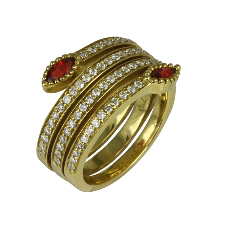 18k Gold Orange Sapphire & Diamond Ring