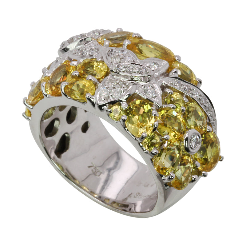 18k White Gold Yellow Sapphire & Butterfly Ring