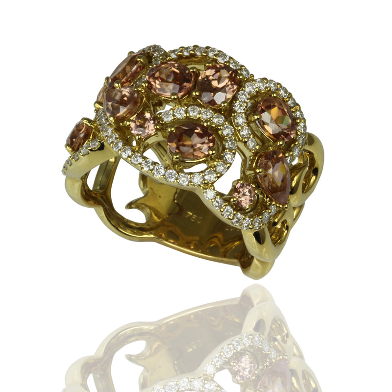 18k Gold Zircon & Diamond Lace Ring