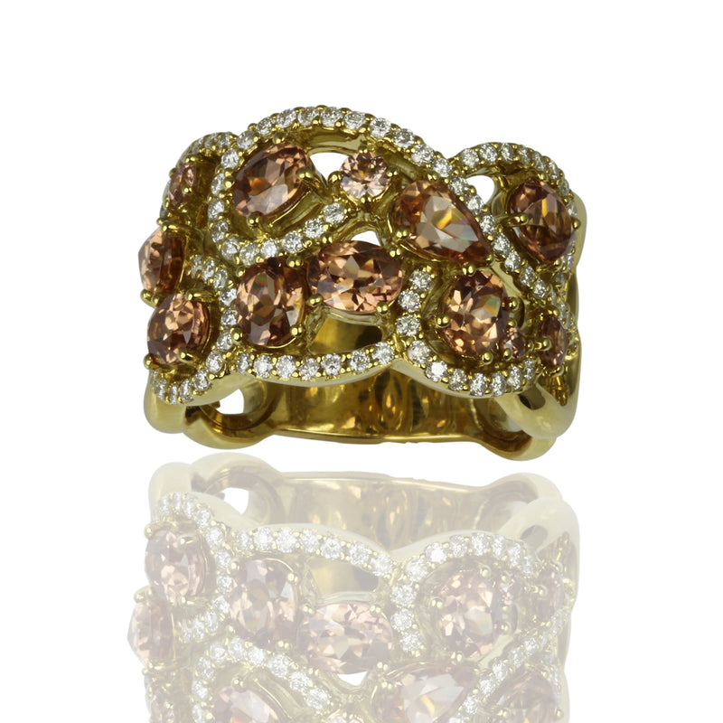 18k Gold Zircon & Diamond Lace Ring