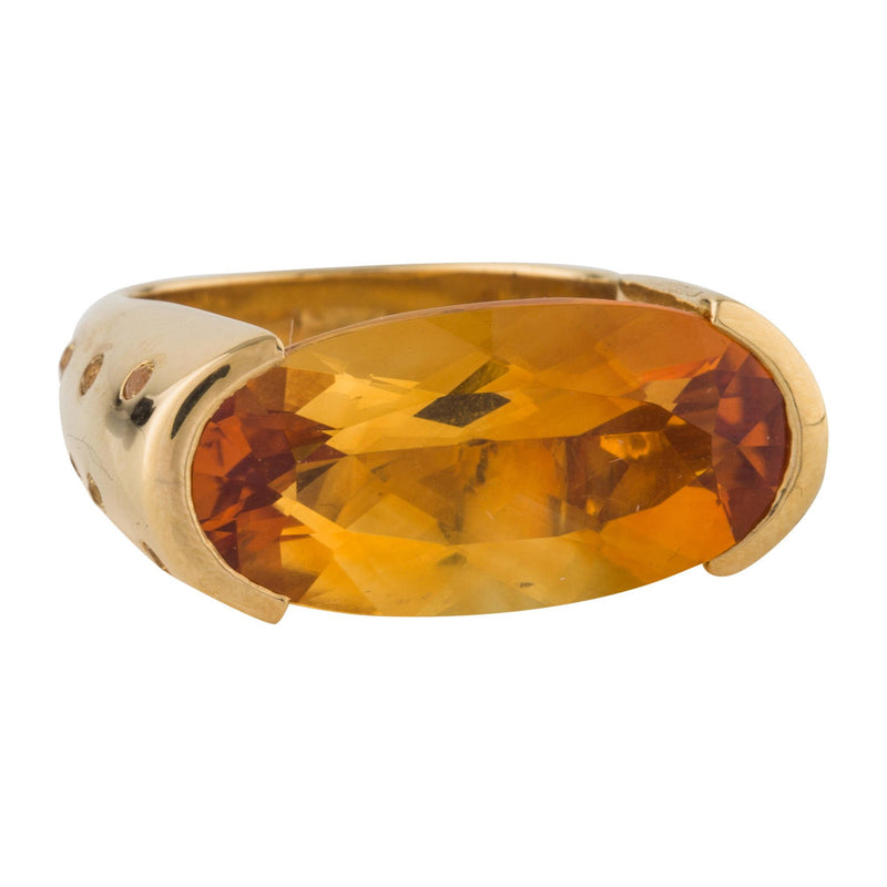 18k Gold Oval Cut Citrine & Yellow Sapphire Ring