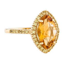 14k Gold Marquise Cut Citrine & Yellow Sapphire Ring
