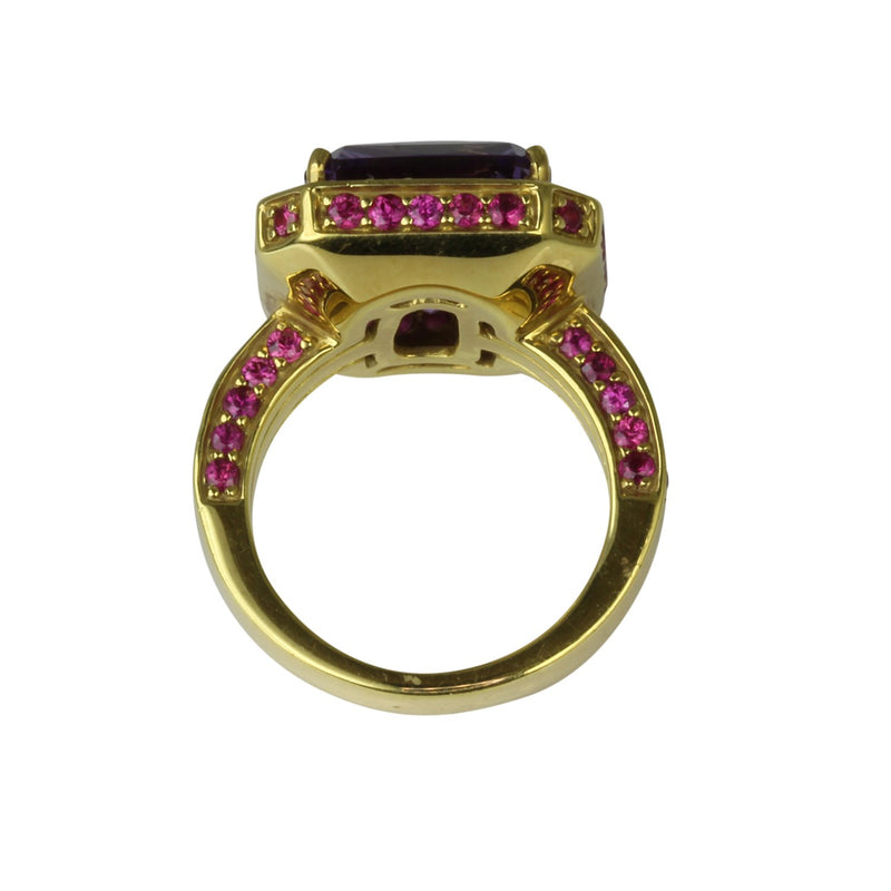 18k Gold Amethyst & Pink Sapphire Royal Ring
