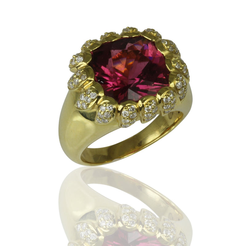 18k Gold Pink Tourmaline & Diamond Flair Ring