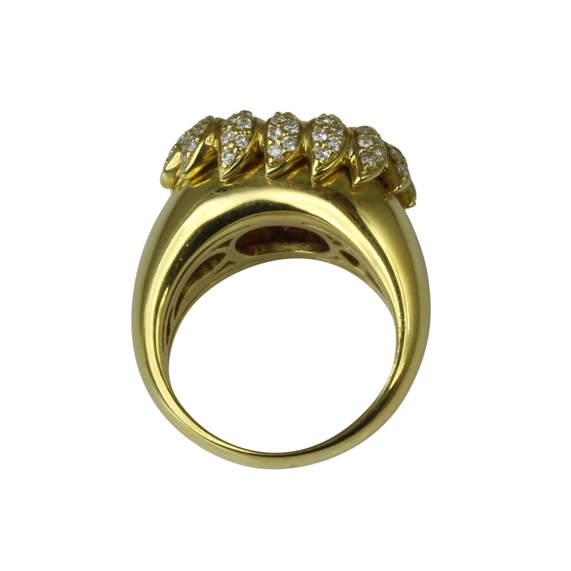 18k Gold Pink Tourmaline & Diamond Flair Ring