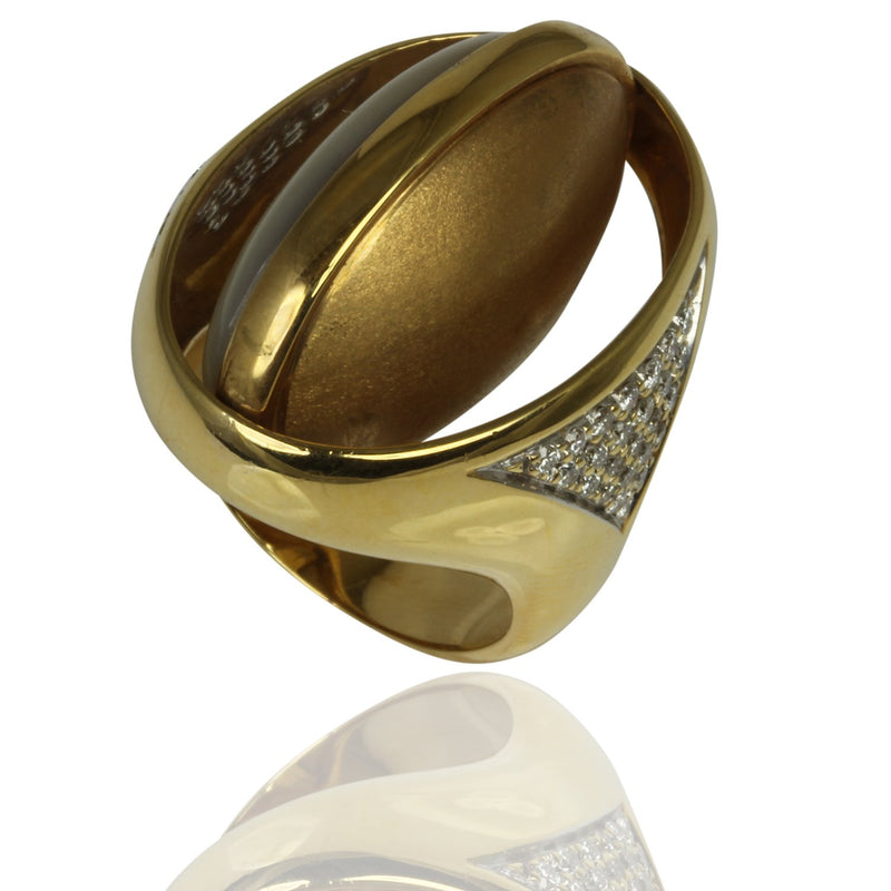 18k Gold Mother Of Pearl & Diamond Flip Ring