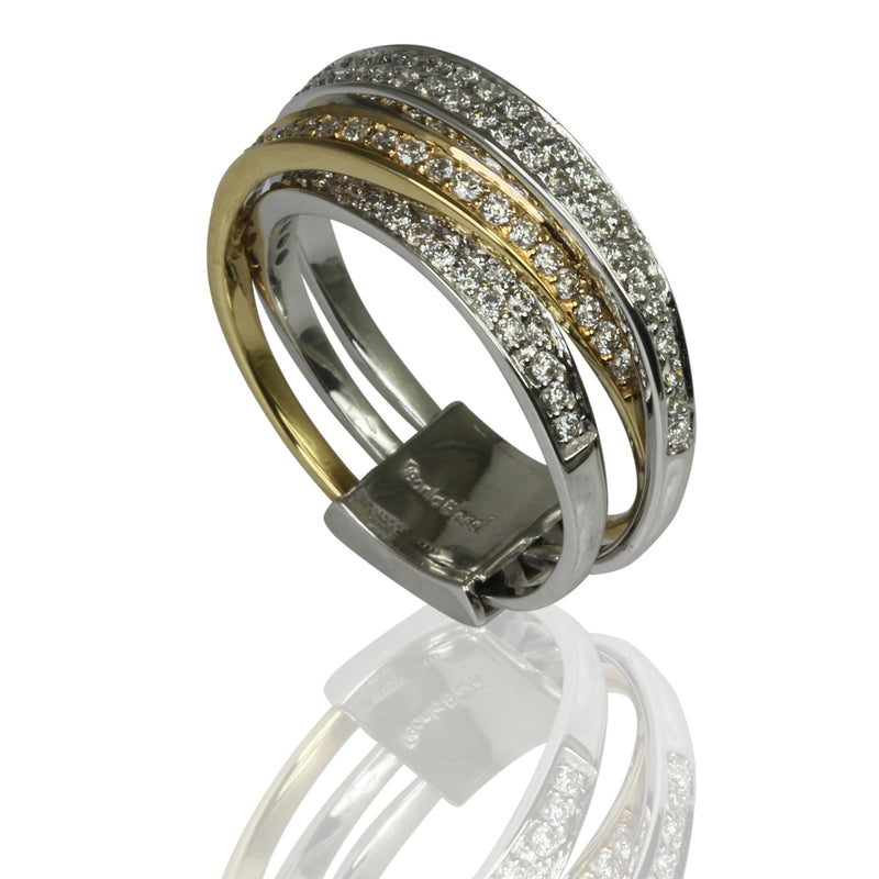 14k Two Tone Gold Diamond Bypass Ring
