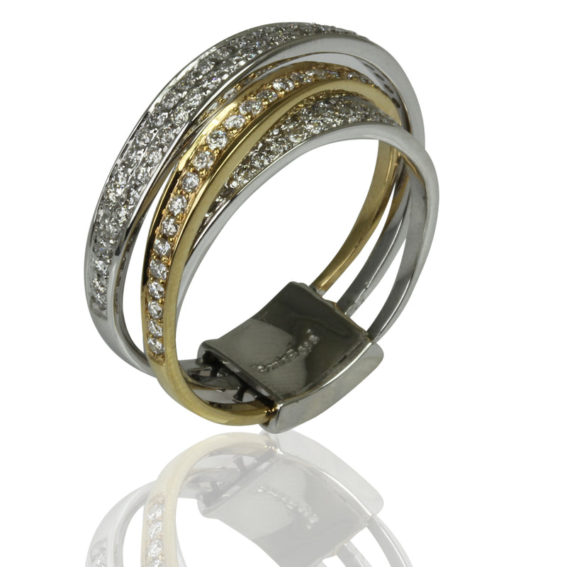 14k Two Tone Gold Diamond Bypass Ring