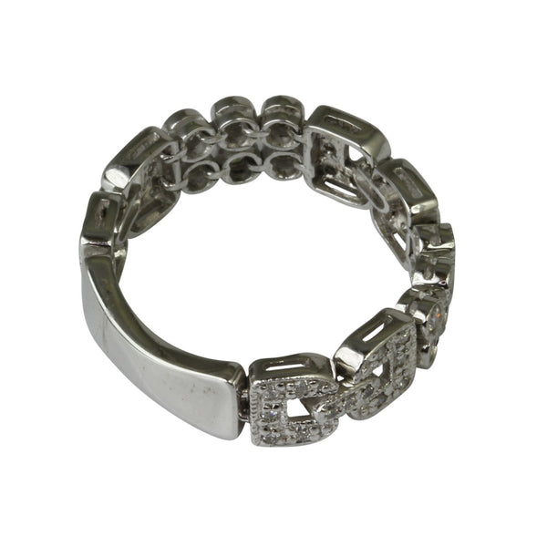14k Gold Diamond D-link Flex Stackable Ring