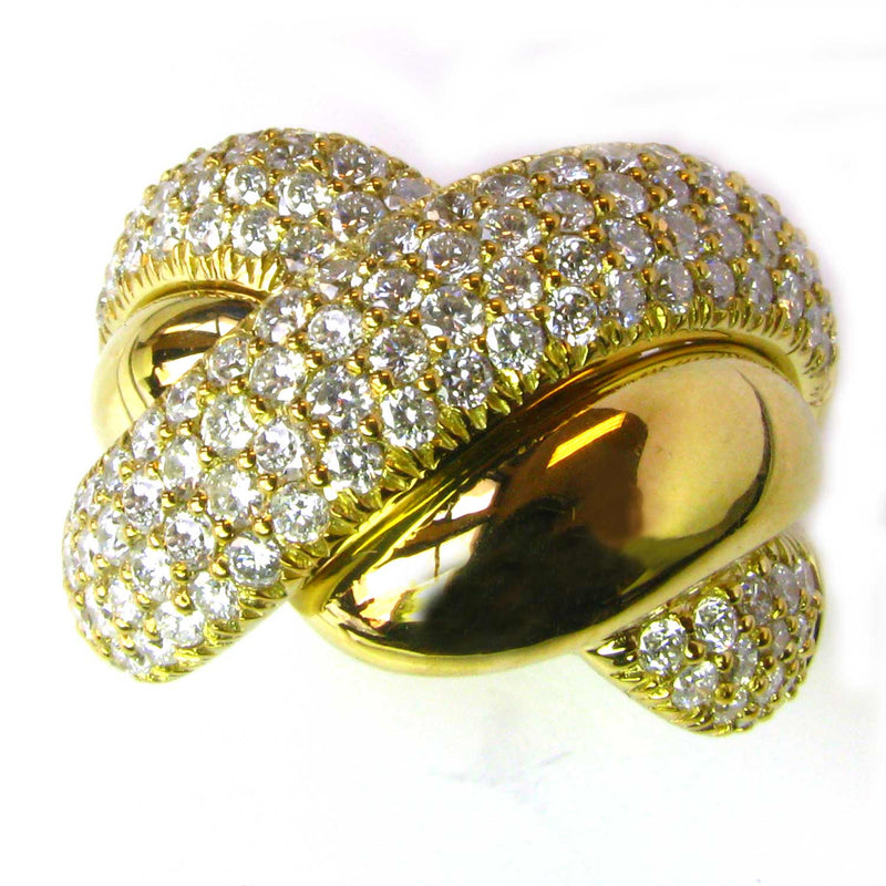 18k Gold Braided Diamond Knot Ring