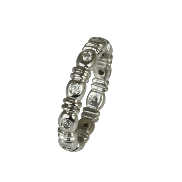 18k Gold Bezel Diamond Stackable Ring