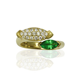 18k Gold Marquise Tsavorite & Diamond Ring