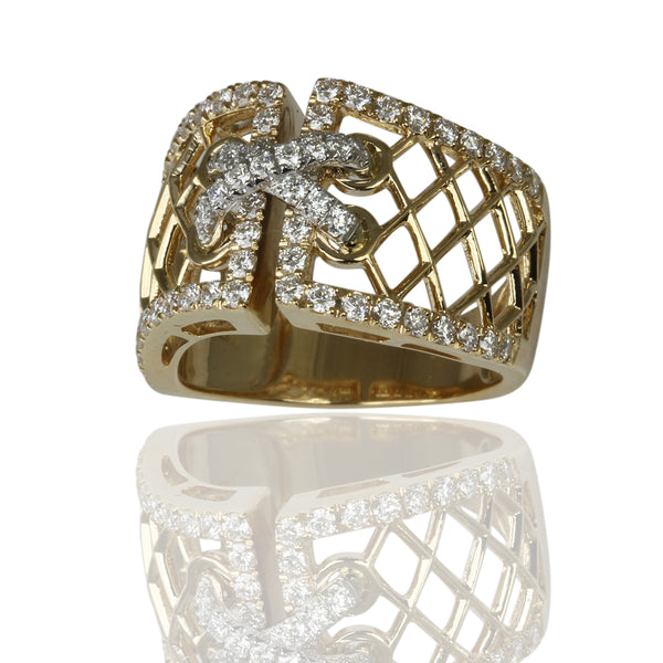 14k Gold & Diamond Lace Up Corset Ring