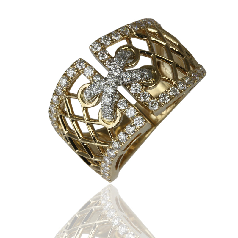 14k Gold & Diamond Lace Up Corset Ring