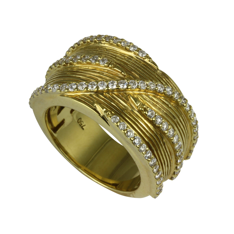 18k Gold Textured Diamond Ring