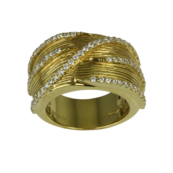 18k Gold Textured Diamond Ring