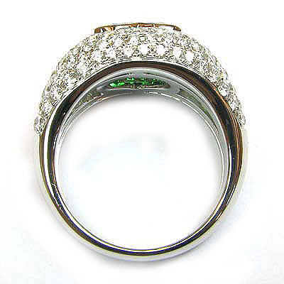 18k Gold Heart Tsavorite & Vs Diamond Ring