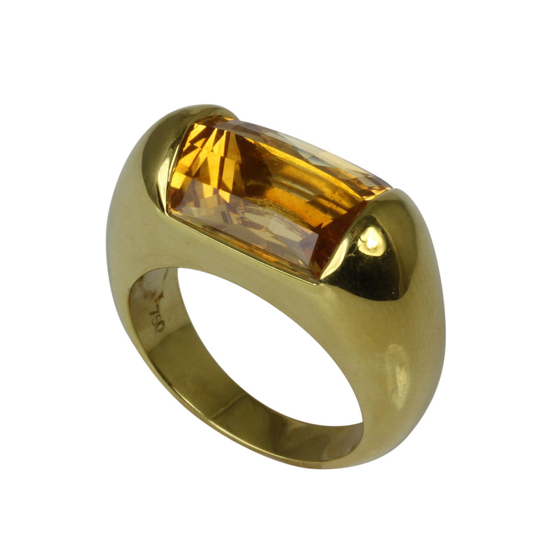 18k Gold Fancy Cut Citrine Ring