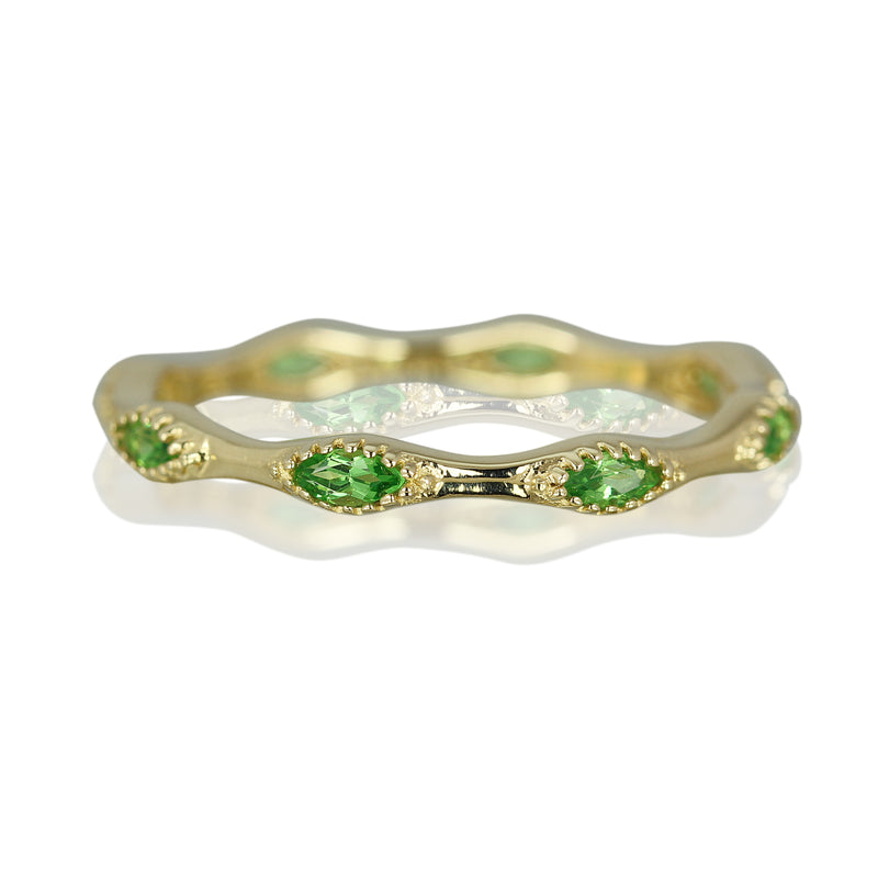 14k Gold Marquise Tsavorite Stackable Ring