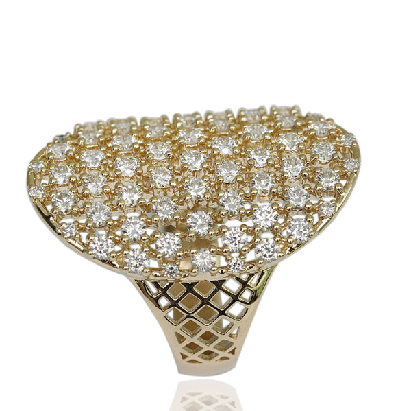 14k Gold Elongated Diamond Oval Web Ring