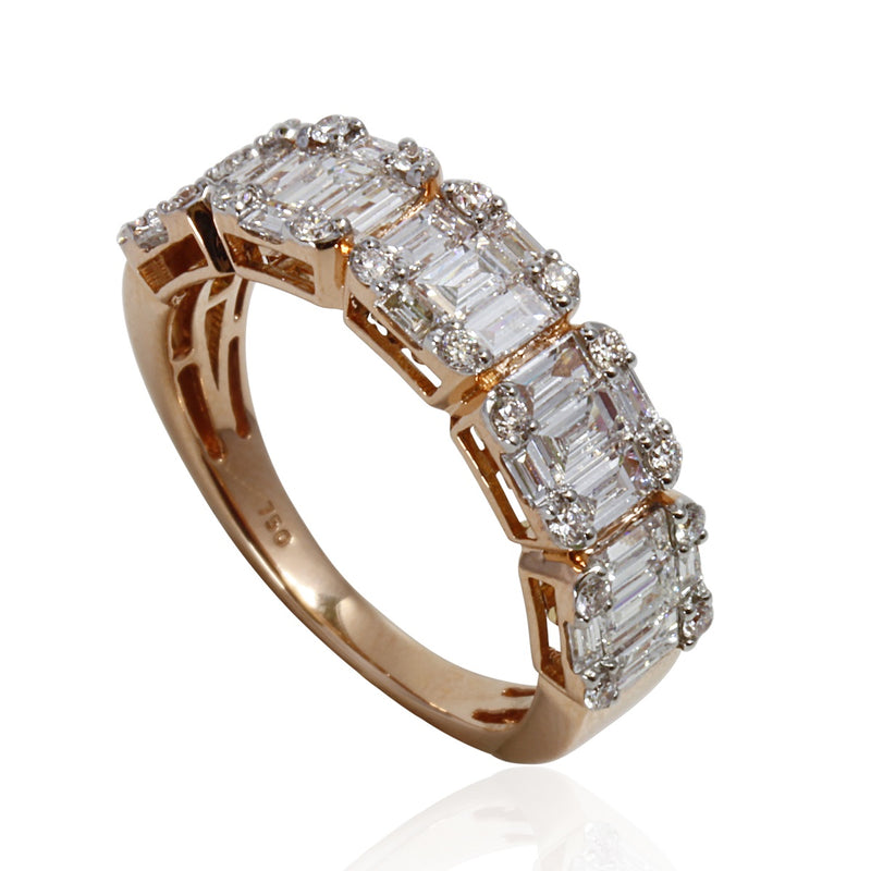 18k Gold Baguette Illusion Row Ring