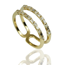 14k Gold Diamond Double Band Ring