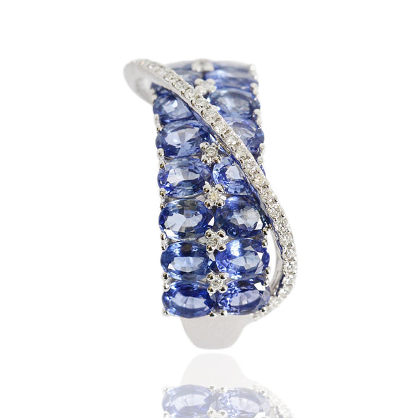 14k Gold Diamond & Blue Sapphire Ring